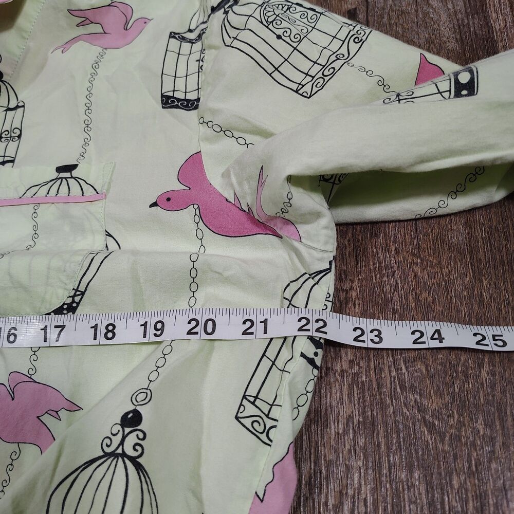 Nick & Nora Women's XL Green Pink Pajamas Birdcage Birds - Picture 7 of 9